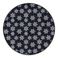 Blue And Silver Snowflake Pattern Print Round Floor Mat