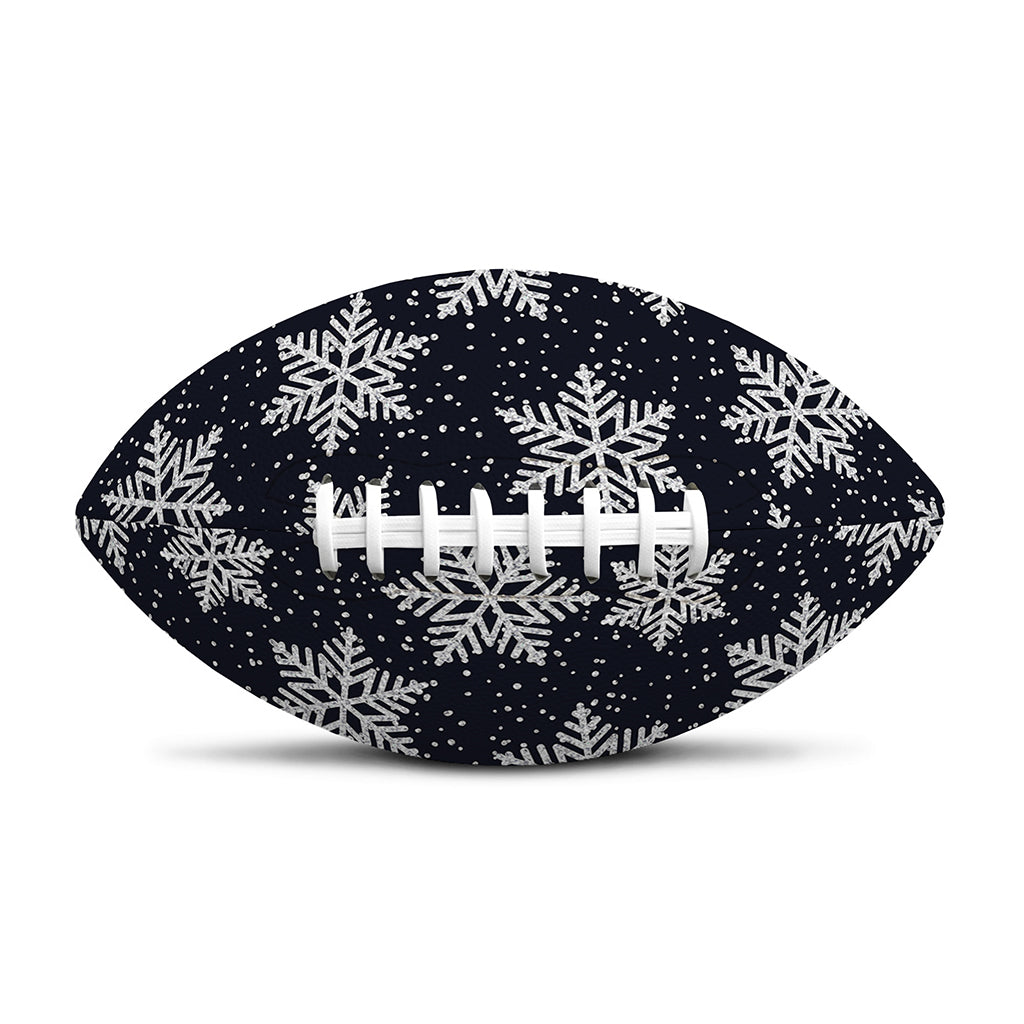 Blue And Silver Snowflake Pattern Print Rugby Ball