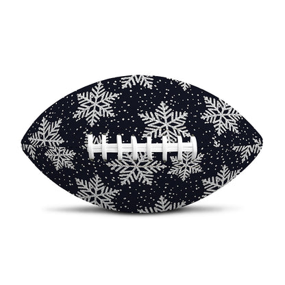 Blue And Silver Snowflake Pattern Print Rugby Ball