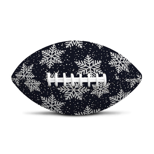 Blue And Silver Snowflake Pattern Print Rugby Ball
