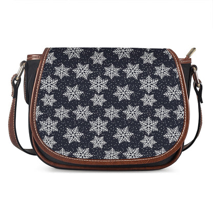 Blue And Silver Snowflake Pattern Print Saddle Bag