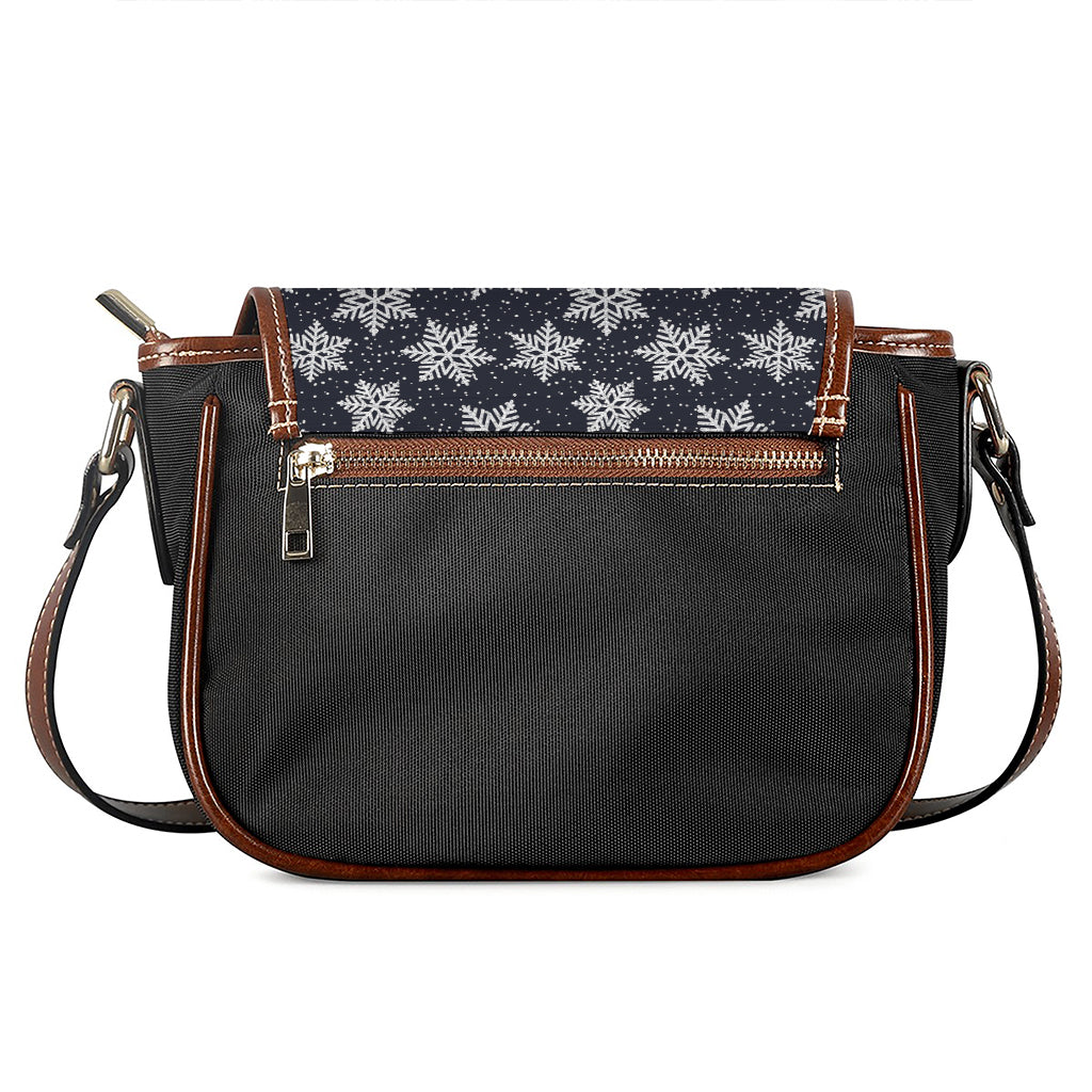 Blue And Silver Snowflake Pattern Print Saddle Bag