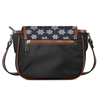 Blue And Silver Snowflake Pattern Print Saddle Bag