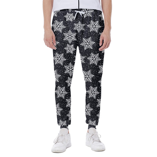Blue And Silver Snowflake Pattern Print Scuba Joggers