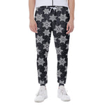 Blue And Silver Snowflake Pattern Print Scuba Joggers