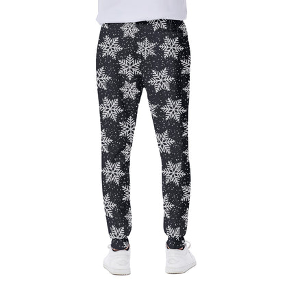 Blue And Silver Snowflake Pattern Print Scuba Joggers