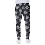 Blue And Silver Snowflake Pattern Print Scuba Joggers
