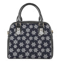 Blue And Silver Snowflake Pattern Print Shoulder Handbag