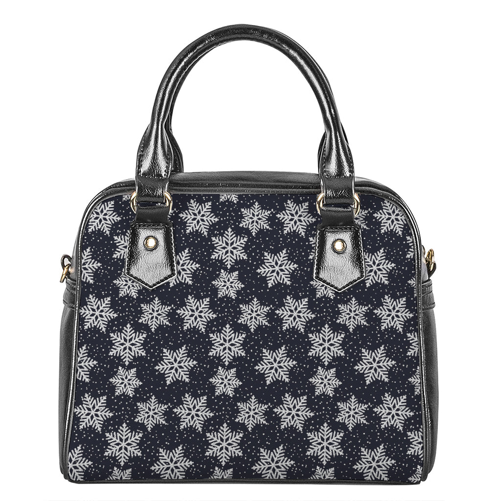 Blue And Silver Snowflake Pattern Print Shoulder Handbag