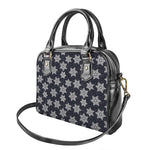 Blue And Silver Snowflake Pattern Print Shoulder Handbag