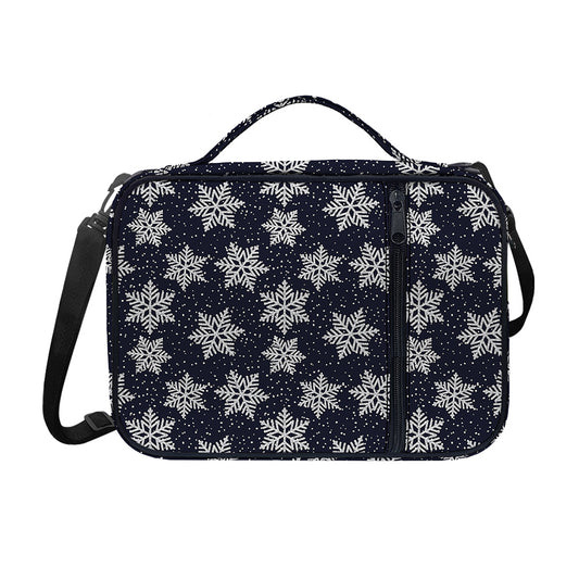 Blue And Silver Snowflake Pattern Print Shoulder Strap Bible Bag