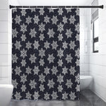 Blue And Silver Snowflake Pattern Print Shower Curtain