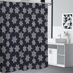 Blue And Silver Snowflake Pattern Print Shower Curtain