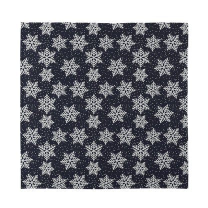 Blue And Silver Snowflake Pattern Print Silk Bandana