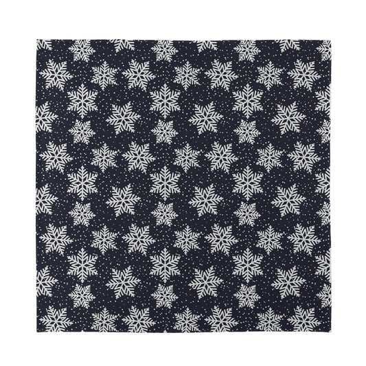 Blue And Silver Snowflake Pattern Print Silk Bandana