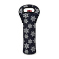 Blue And Silver Snowflake Pattern Print Single Neoprene Wine Tote