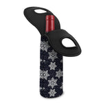 Blue And Silver Snowflake Pattern Print Single Neoprene Wine Tote