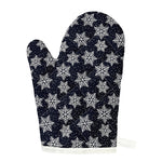 Blue And Silver Snowflake Pattern Print Single Oven Mitt