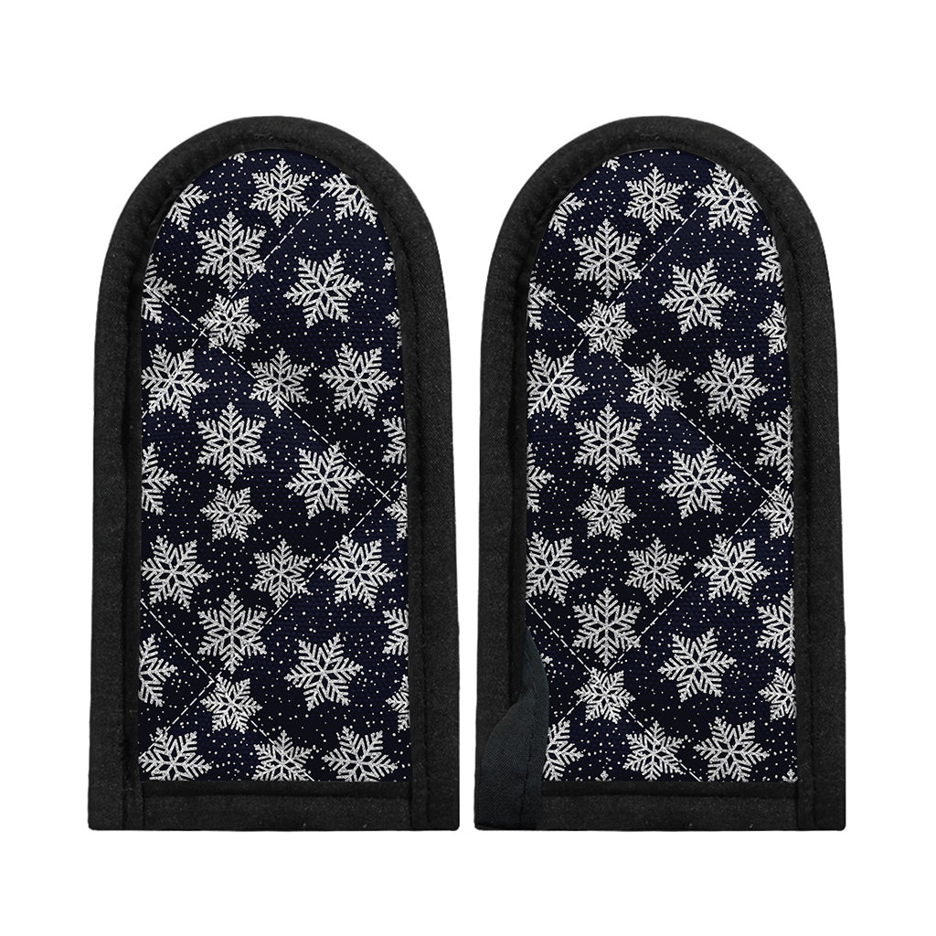 Blue And Silver Snowflake Pattern Print Skillet Handle Cover