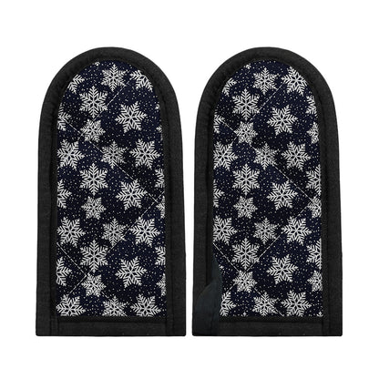 Blue And Silver Snowflake Pattern Print Skillet Handle Cover