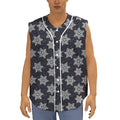 Blue And Silver Snowflake Pattern Print Sleeveless Baseball Jersey