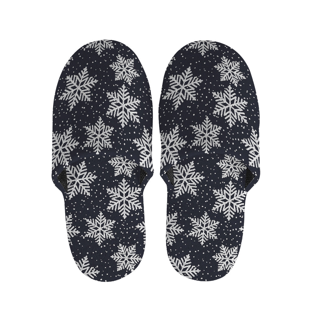 Blue And Silver Snowflake Pattern Print Slippers