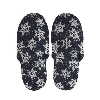 Blue And Silver Snowflake Pattern Print Slippers