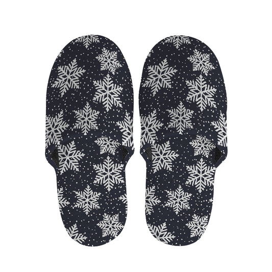 Blue And Silver Snowflake Pattern Print Slippers