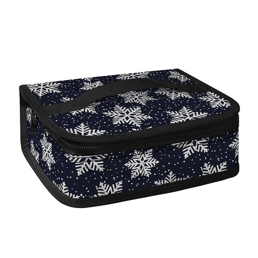 Blue And Silver Snowflake Pattern Print Small Lunch Bag