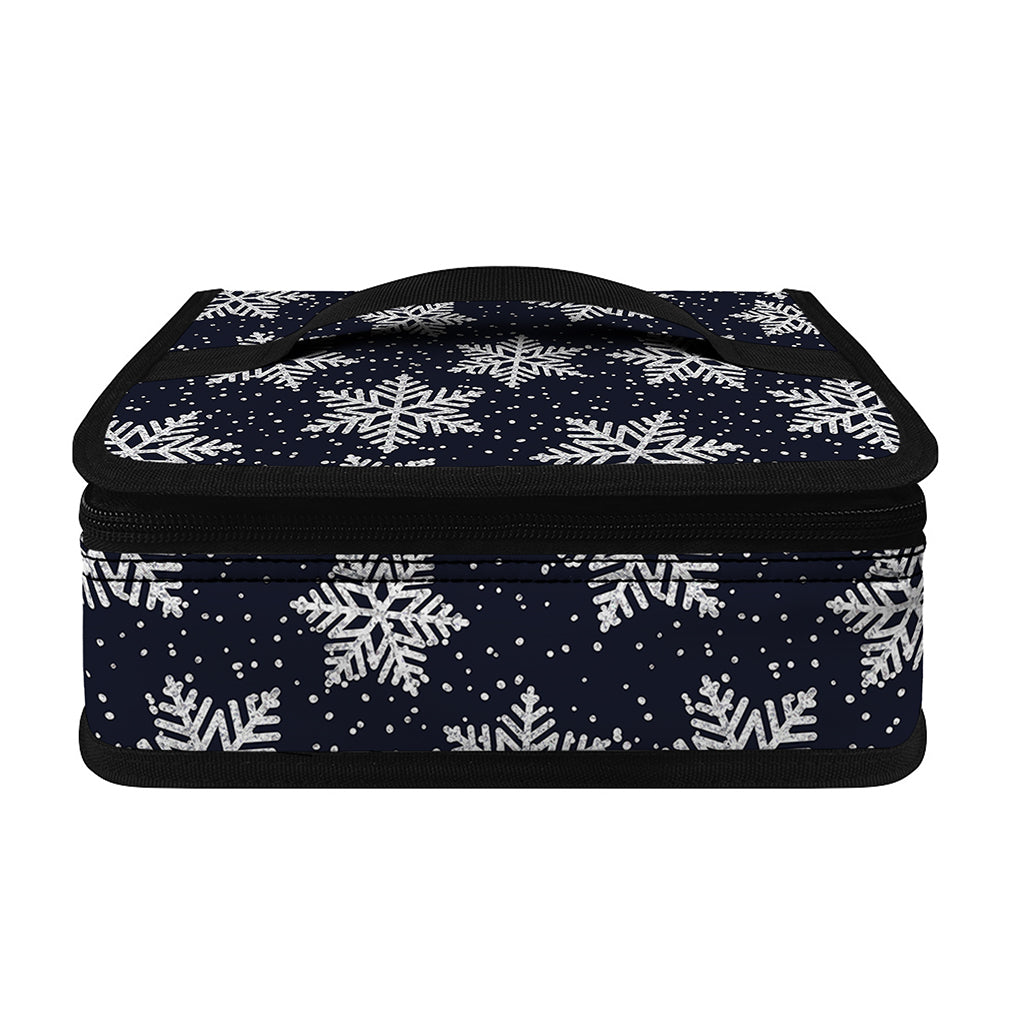 Blue And Silver Snowflake Pattern Print Small Lunch Bag