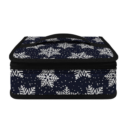 Blue And Silver Snowflake Pattern Print Small Lunch Bag