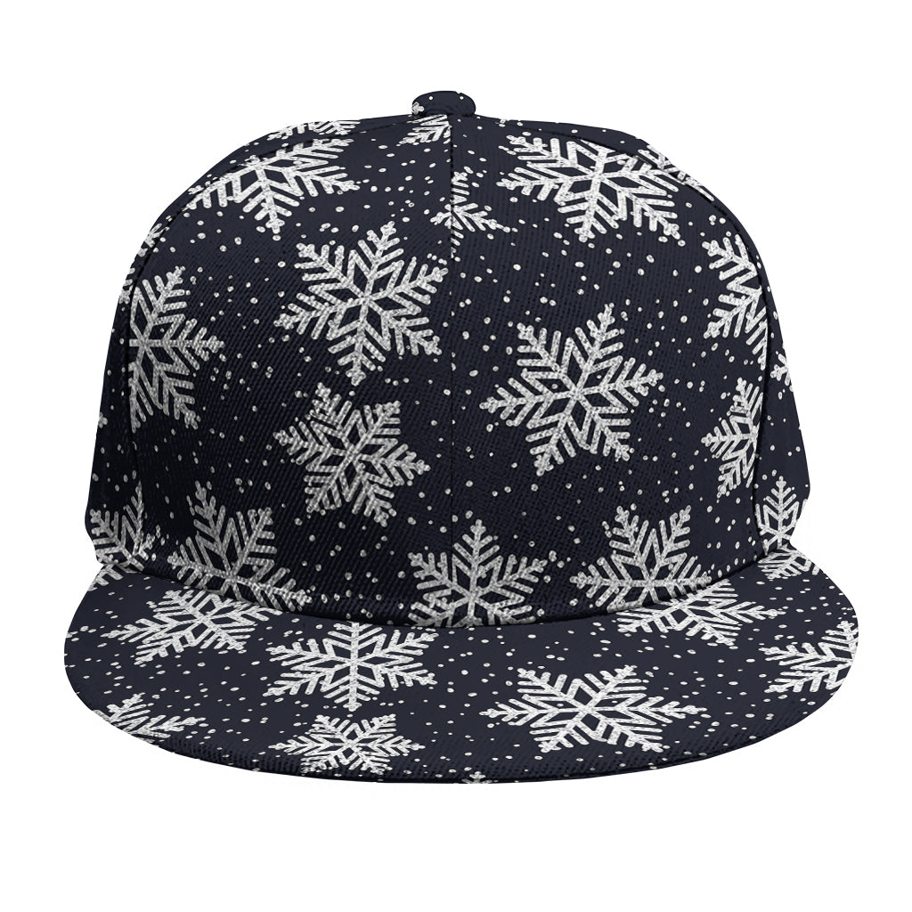 Blue And Silver Snowflake Pattern Print Snapback Cap