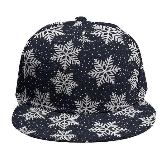 Blue And Silver Snowflake Pattern Print Snapback Cap