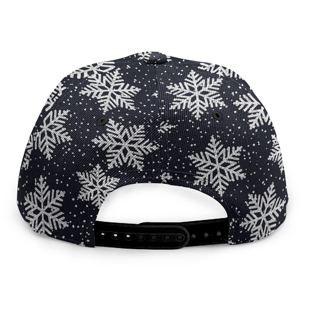 Blue And Silver Snowflake Pattern Print Snapback Cap