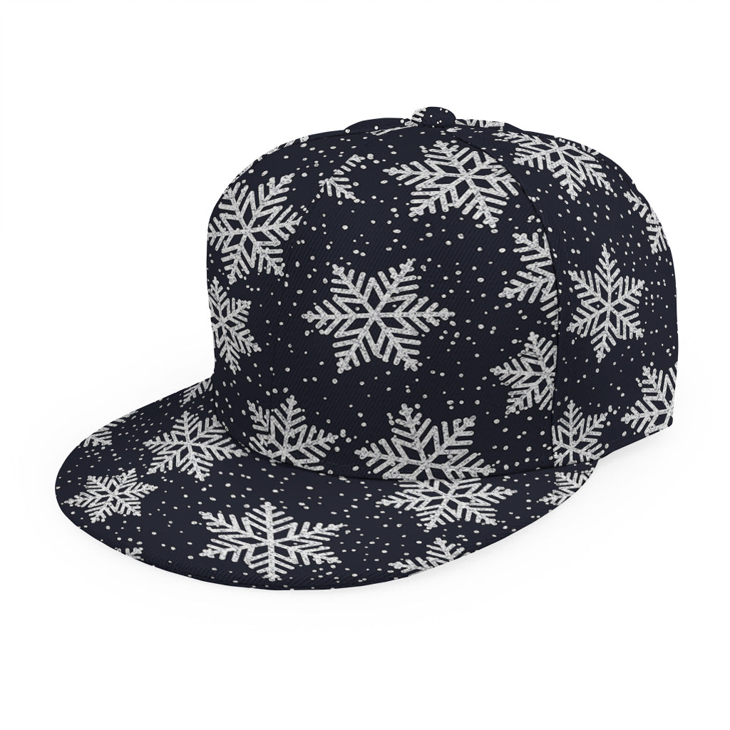 Blue And Silver Snowflake Pattern Print Snapback Cap