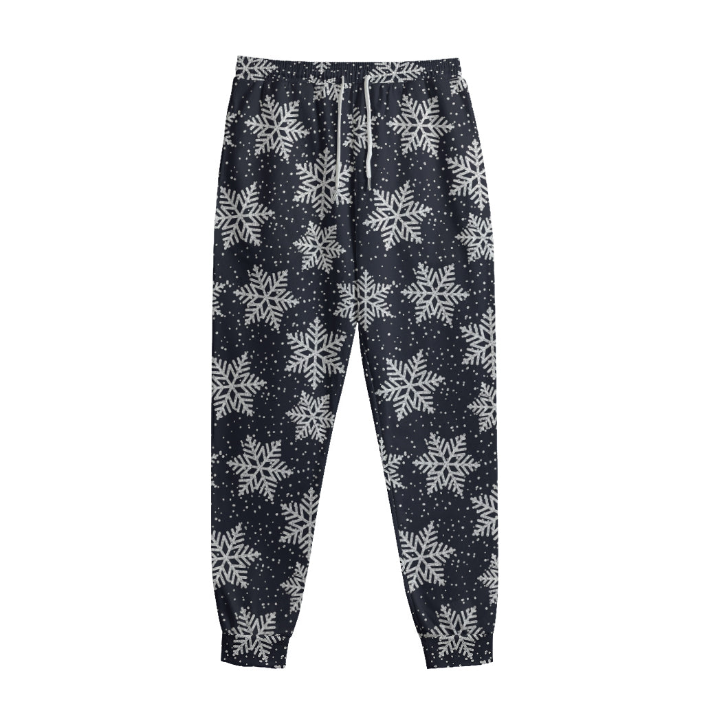 Blue And Silver Snowflake Pattern Print Sweatpants