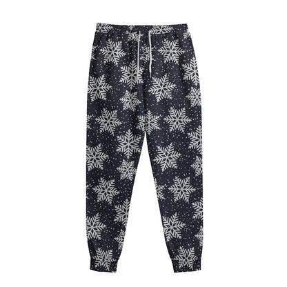 Blue And Silver Snowflake Pattern Print Sweatpants