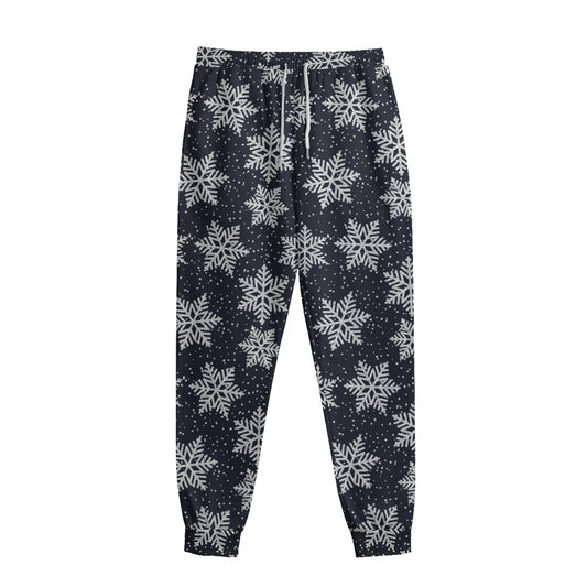 Blue And Silver Snowflake Pattern Print Sweatpants