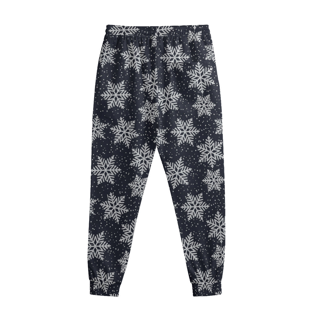 Blue And Silver Snowflake Pattern Print Sweatpants