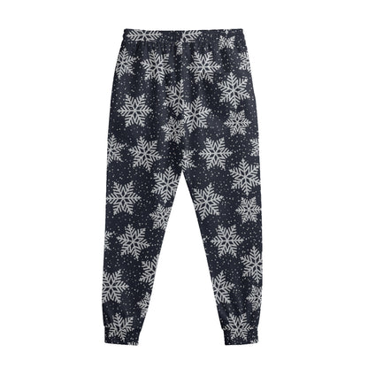 Blue And Silver Snowflake Pattern Print Sweatpants