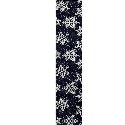 Blue And Silver Snowflake Pattern Print Table Runner