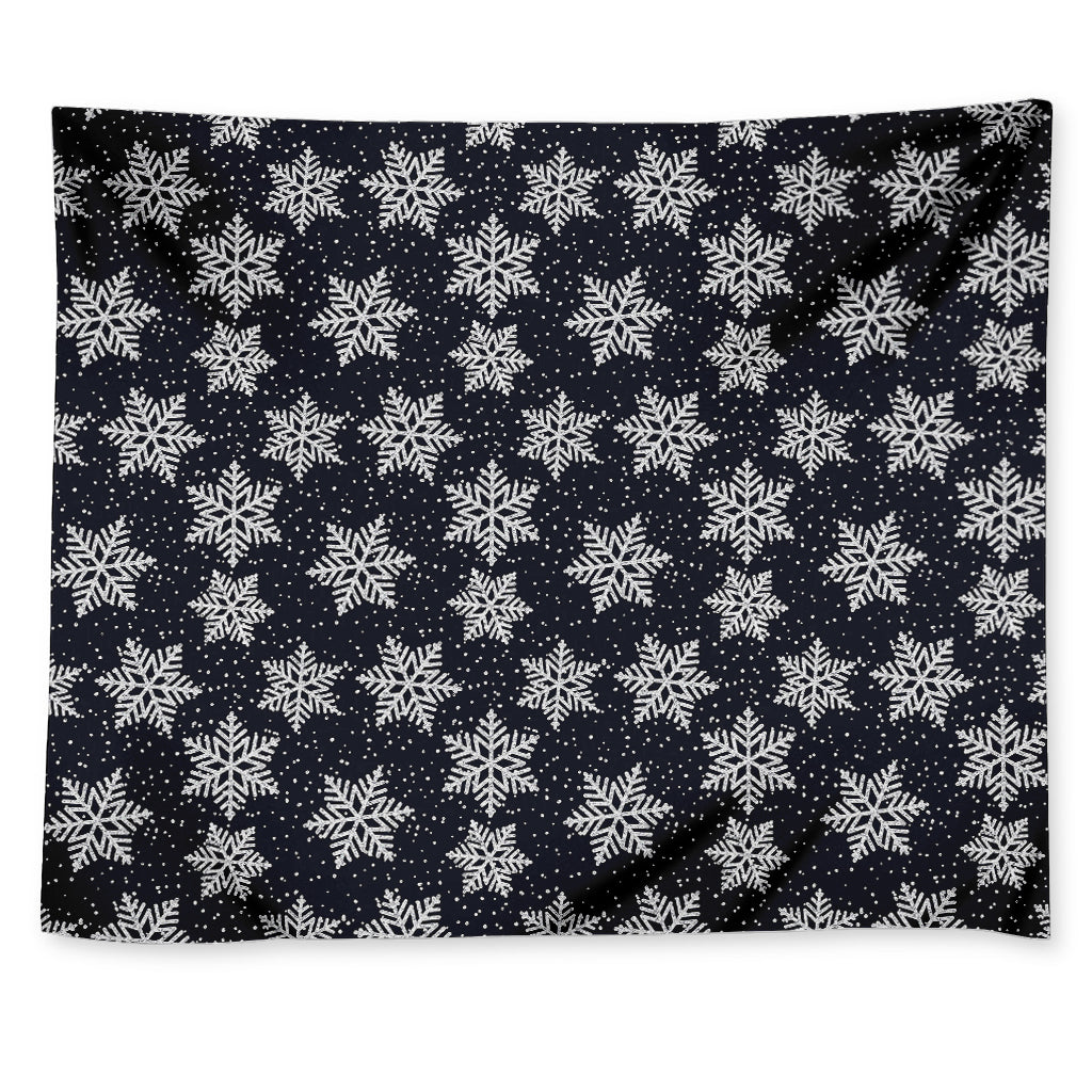 Blue And Silver Snowflake Pattern Print Tapestry