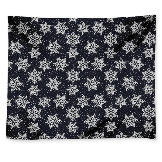 Blue And Silver Snowflake Pattern Print Tapestry