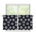 Blue And Silver Snowflake Pattern Print Tier Curtains
