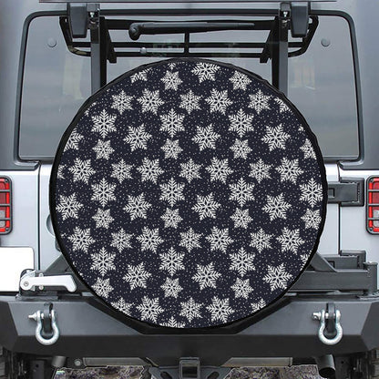 Blue And Silver Snowflake Pattern Print Tire Cover