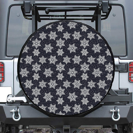Blue And Silver Snowflake Pattern Print Tire Cover