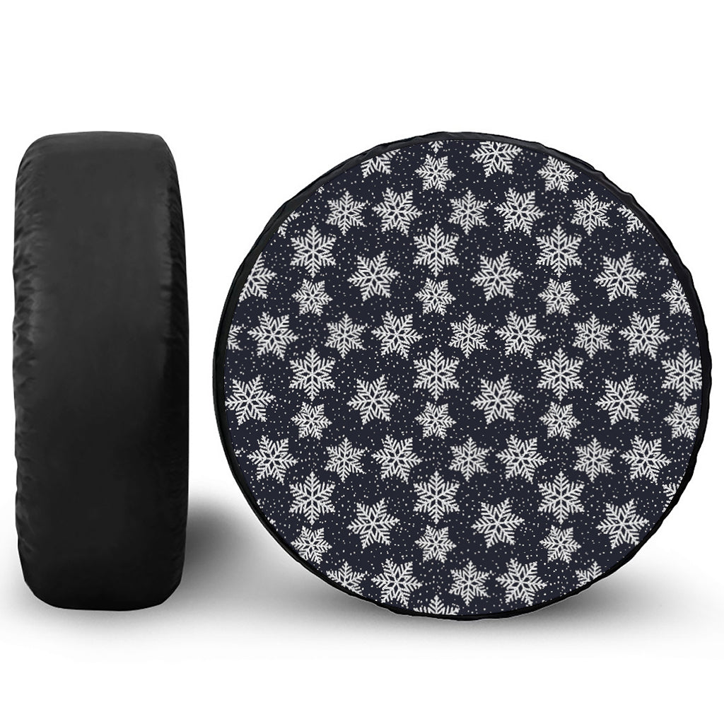 Blue And Silver Snowflake Pattern Print Tire Cover