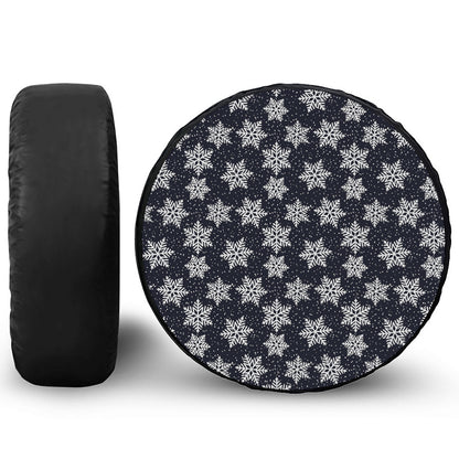 Blue And Silver Snowflake Pattern Print Tire Cover