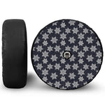 Blue And Silver Snowflake Pattern Print Tire Cover With Camera Hole