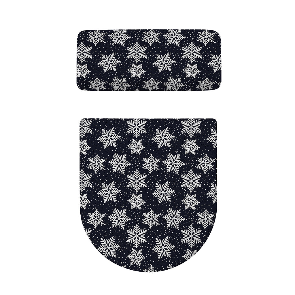Blue And Silver Snowflake Pattern Print Toilet Lid And Tank Cover Set